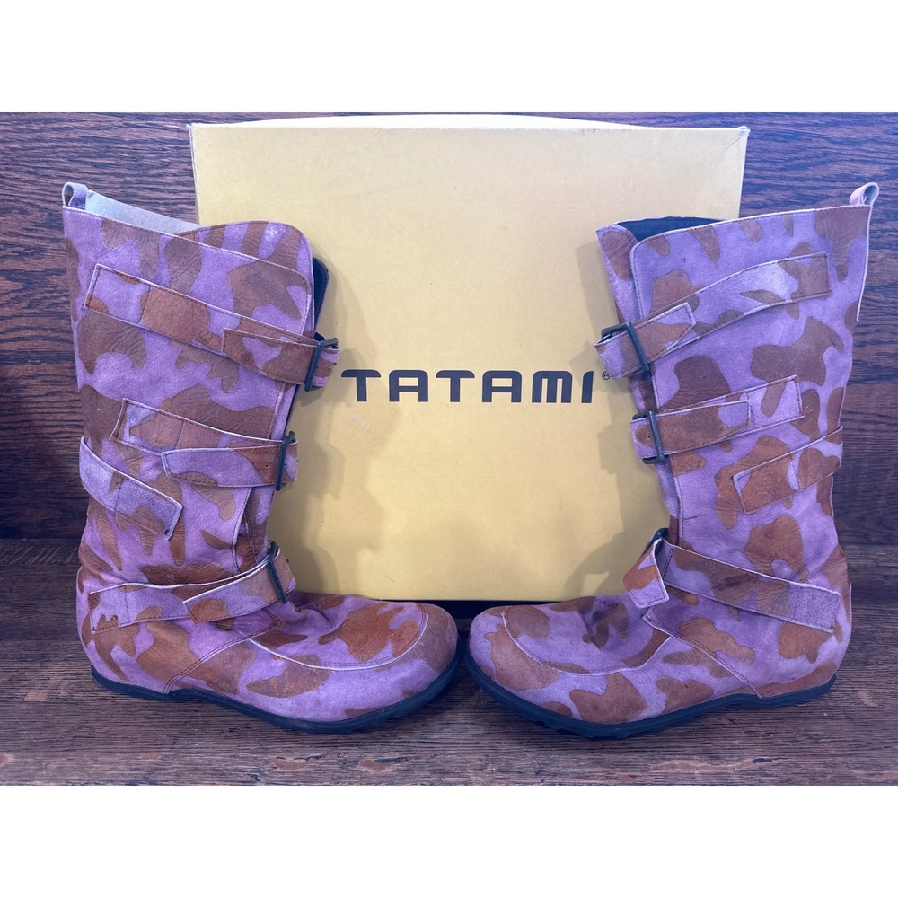 Birkenstock Tatami Kyron Boots 37 Ethnic Violet Camo Leather Buckle Moto 910083